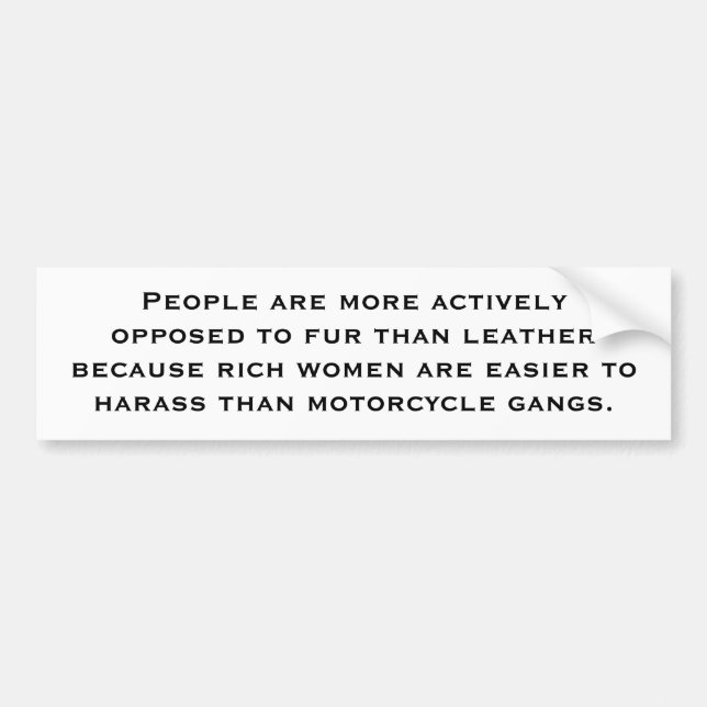 Fur Vs. Leather Bumper Sticker (Front)