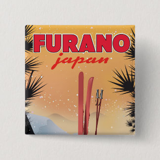 Furano Japanese travel poster. 2 Inch Square Button