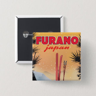 Furano Japanese travel poster. 2 Inch Square Button
