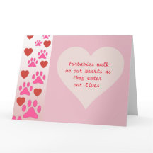 Furbabies Walk On Our Hearts - Pink Congrats Card