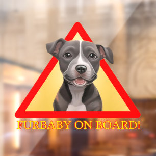 Furbaby on board car sticker cute pitbull puppy