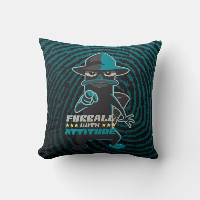 Furball With Attitude Throw Pillow (Front)