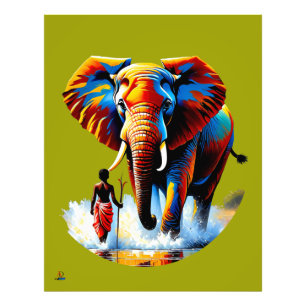 Furchtloser Junge trifft Elefantenbullen Photo Print