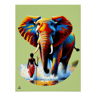 Furchtloser Junge trifft Elefantenbullen Poster