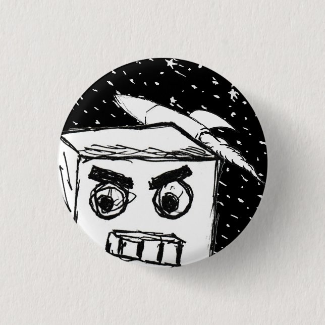 Furies Fast KARL the Robot, with rocket in space   1 Inch Round Button (Front)