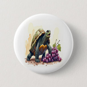Furious Turtle Stomping Grapes. 2 Inch Round Button
