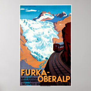 FURKA-OBERALP Narrow Mountain Pass Switzerland Poster