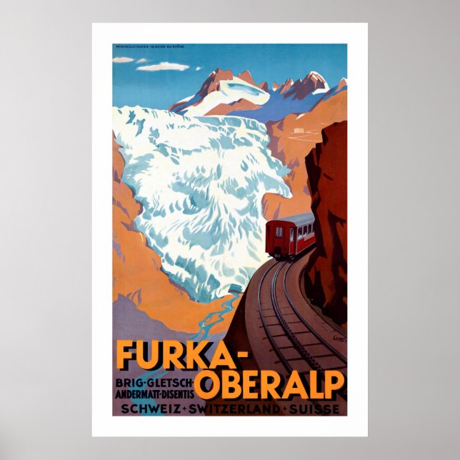 Furka Oberalp Swiss Railway Vintage Poster (Front)