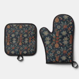 Furnace handles and Christmas-style cooking pots Oven Mitt & Pot Holder Set