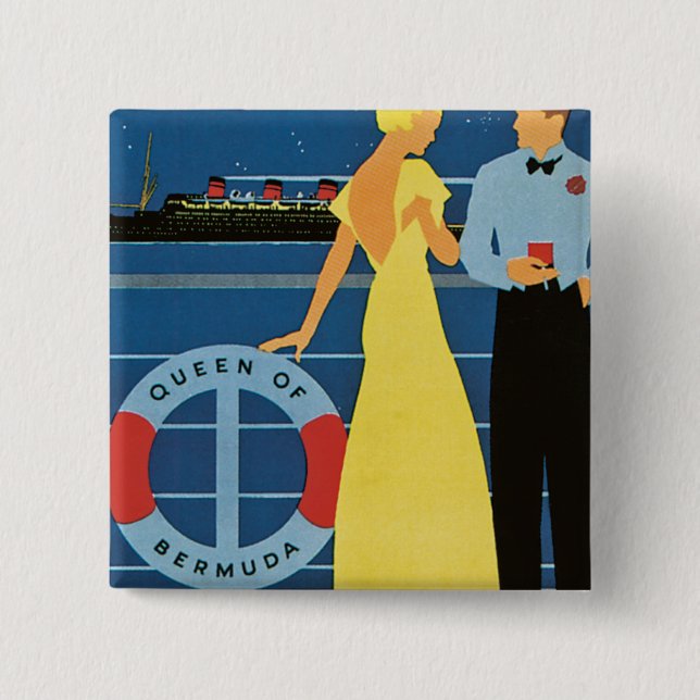 Furness ~ Queen of Bermuda 2 Inch Square Button (Front)