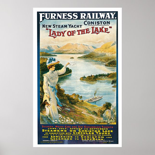 Furness Railway Coniston England Vintage Travel Poster (Front)