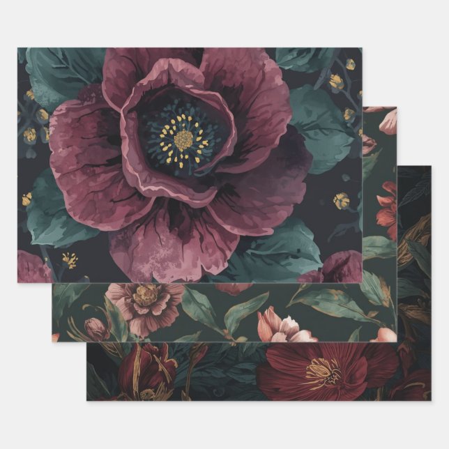 Furniture DIY Dark Botanical Gift Wrap Rustic Goth (Set)