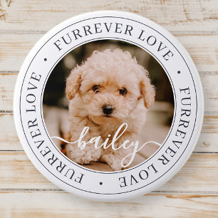 Furrever Love Pet Memorial Elegant Chic Photo 3 Inch Round Button