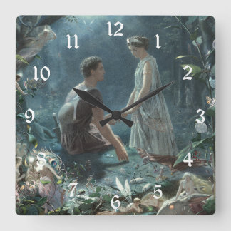 Furries: Shakespeare's A Midsummer Night's Dream Square Wall Clock