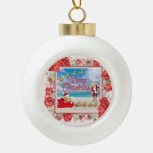 Furry and Bright Christmas Ceramic Ball Christmas Ornament