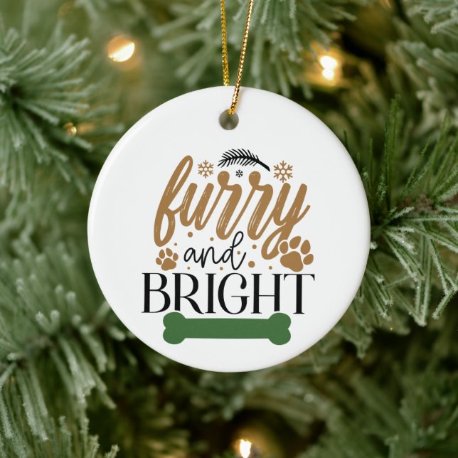 Furry And Bright - Christmas Ceramic Ornament (Tree)