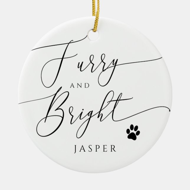 Furry and Bright Dog or Cat Christmas Photo  Ceramic Ornament (Front)