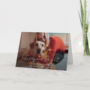 Furry and Bright Handwritten Photo Christmas Holiday Card