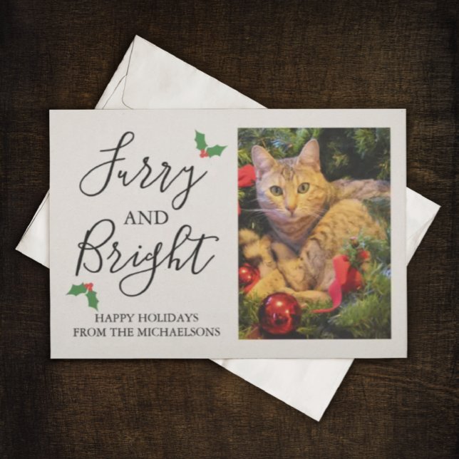 Furry and Bright Pet Photo Christmas Holiday Card (Creator Uploaded)