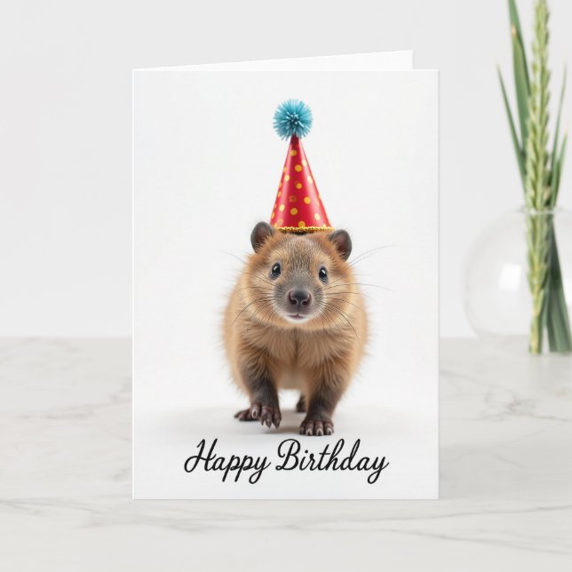 Furry Animal Party Hat Card (Front)