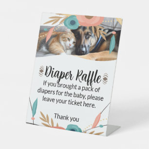 Furry Big Brothers Baby Shower Diaper Raffle Pedestal Sign