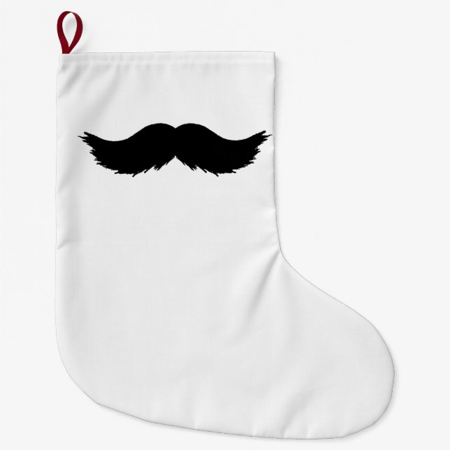 Furry Black Moustache Large Christmas Stocking (Front)