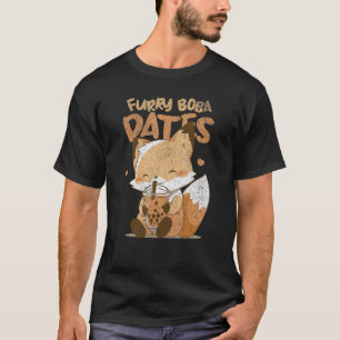 Furry Boba Dates Fox Bubble Tea Animal Sweet Retr T-Shirt