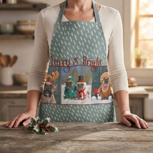 Furry & Bright Dog Christmas Photo Holiday Apron