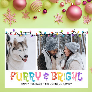 Furry & Bright Dog Photo Holiday Card