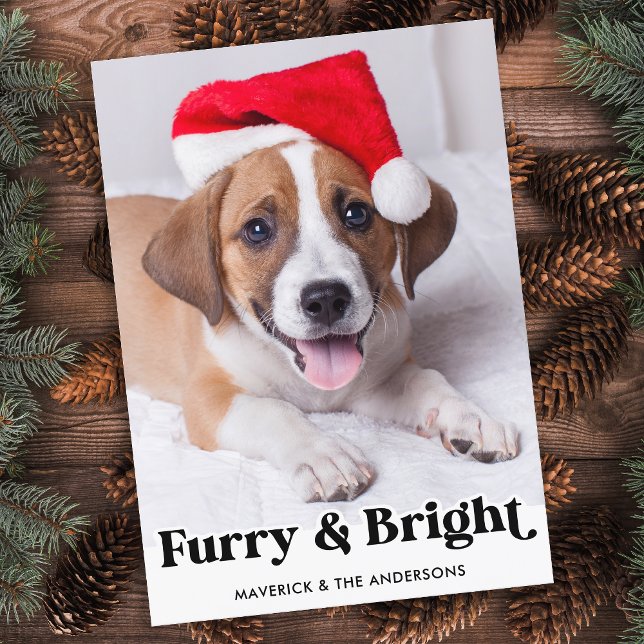 Furry & Bright Personalized Simple Pet Dog Photo Holiday Card (Creator Uploaded)