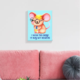 Furry Cheese Man Business Mouse Tie Glasses Nerdy Canvas Print