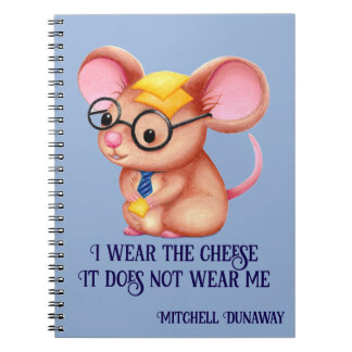 Furry Cheese Man Business Mouse Tie Glasses Nerdy Notebook