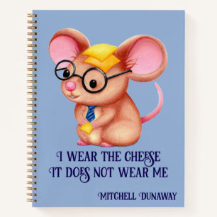 Furry Cheese Man Business Mouse Tie Glasses Nerdy Notebook