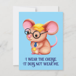 Furry Cheese Man Business Mouse Tie Glasses Nerdy Postcard