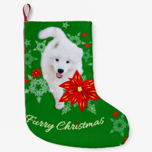 Furry Christmas/Winter Dog Samoyed Small Christmas Stocking