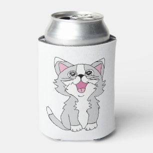 Furry Cute Cat Aesthetic Happy Cat Clipart Drawing Can Cooler