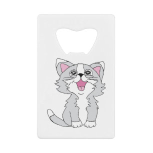 Furry Cute Cat Aesthetic Happy Cat Clipart Drawing Credit Card Bottle Opener