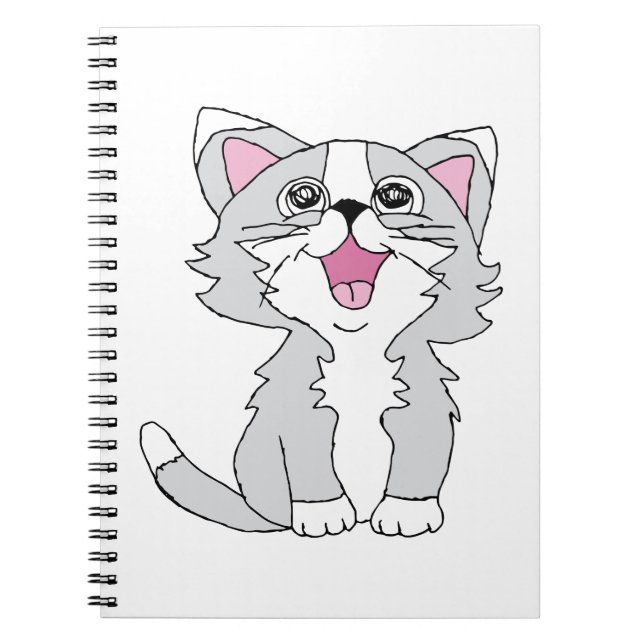 Furry Cute Cat Aesthetic Happy Cat Clipart Drawing Notebook (Front)