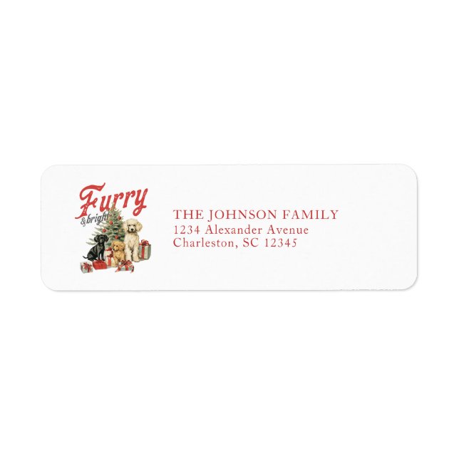 Furry Dog Christmas Return Address Labels (Front)