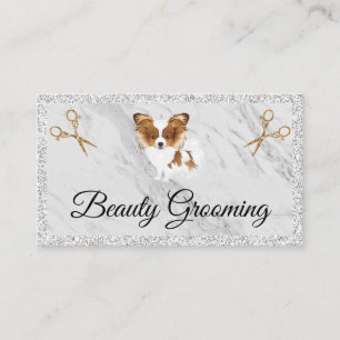 Furry Dog   Scissors   Marble Business Card