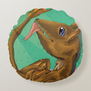 Furry Dragon Round Pillow