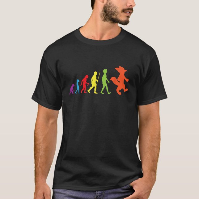 Furry Evolution Proud Furry Tail Ear Furry Person  T-Shirt (Front)