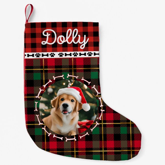 Furry Family Traditions in Rustic Christmas paw  Small Christmas Stocking (Front)