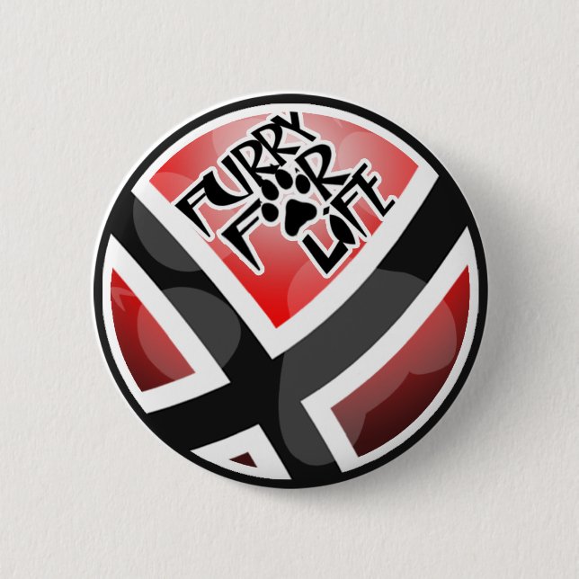 Furry For Life 2 Inch Round Button (Front)