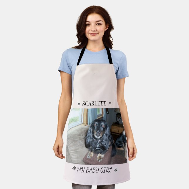 Furry Friend Name & Paw Print Accent Layout Apron (Worn)