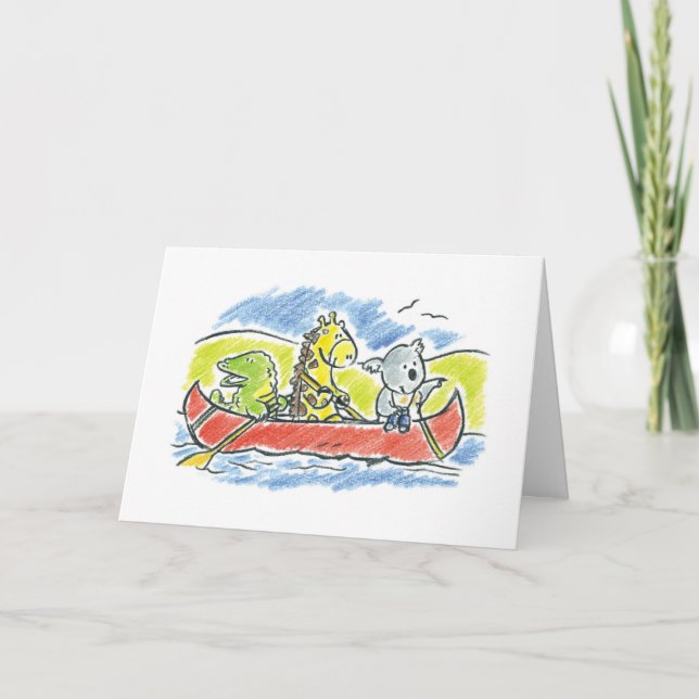 Furry Friends Canoe Carte de voeux pliée (Devant)
