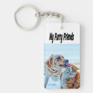 Furry Friends Cat and Dog Photo Keychain