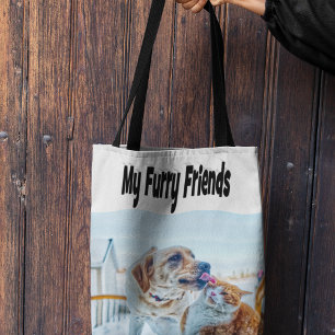 Furry Friends Cat and Dog Photo Tote Bag
