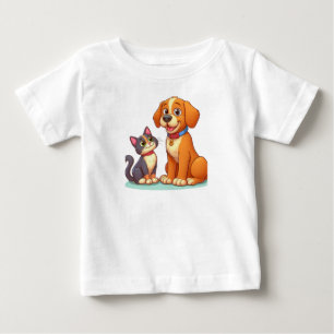 Furry Friends Forever: Dog and Cat Together  Baby T-Shirt