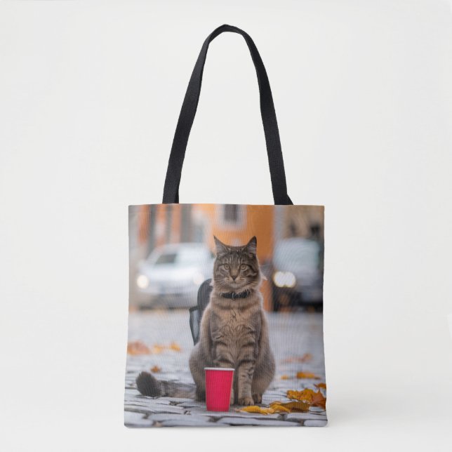 Furry Friends in Need:Stray Cat this Christmas Tote Bag (Front)